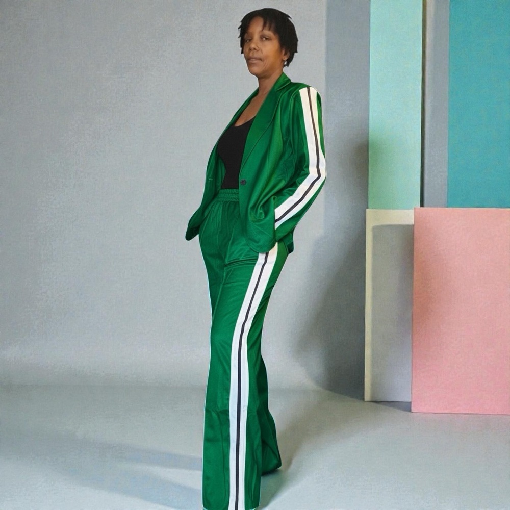 Two-Piece Blazer Set w/ Sport Stripe Detail – NEW